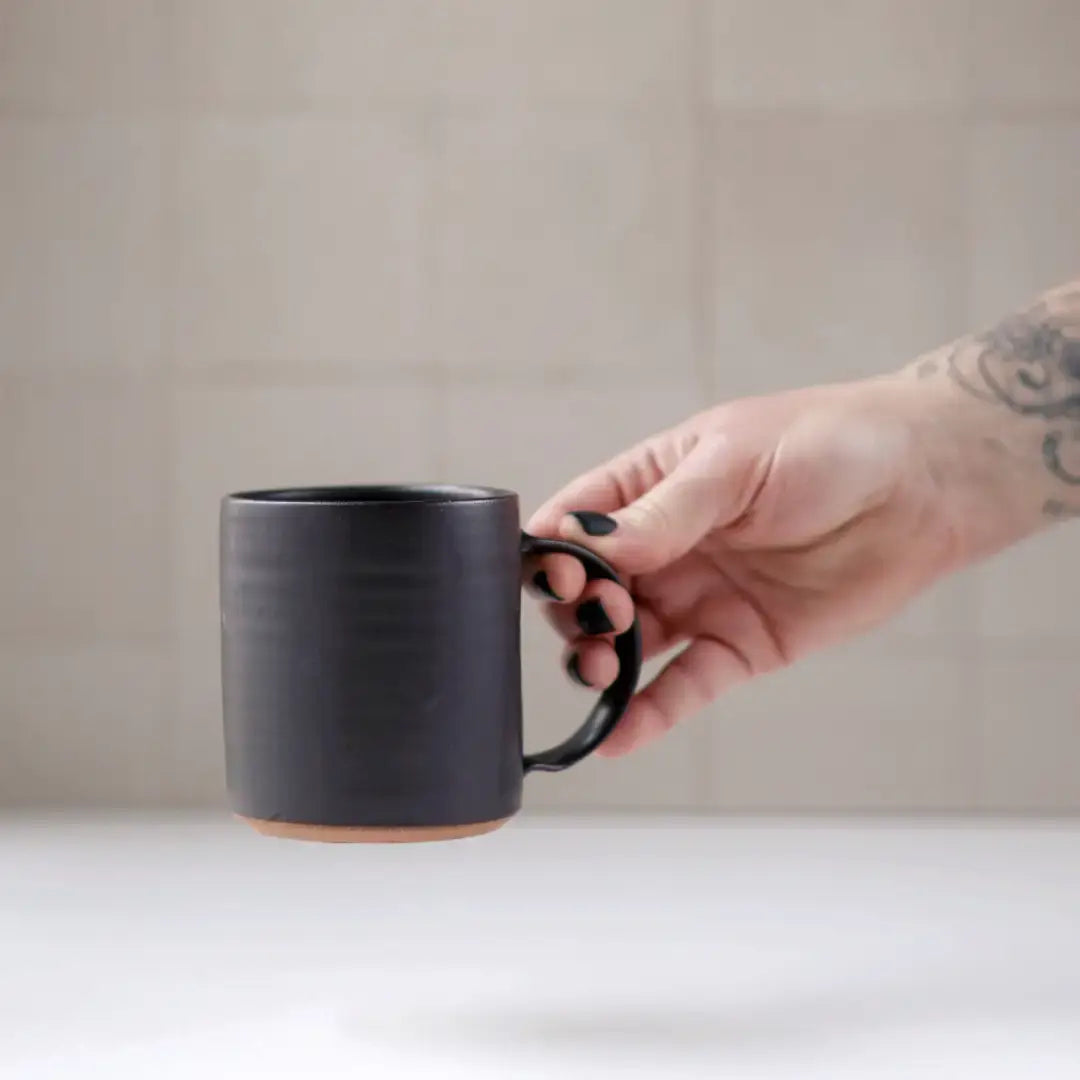 Gravesco Pottery - Smooth Handmade Pottery Mug | Minimalist Coffee Cup : Black