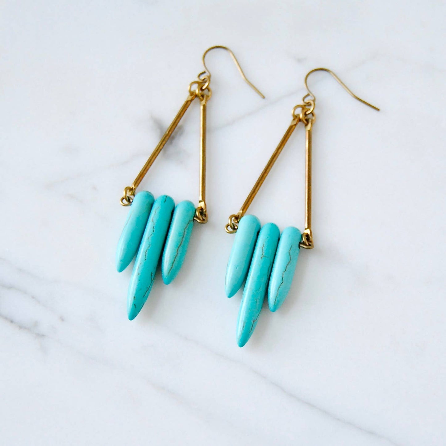 SPARKLEFARM - Mini Turquoise Shield Earrings