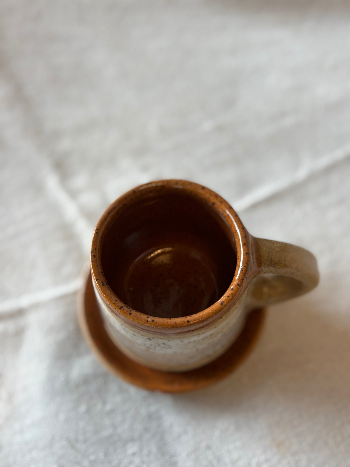 Small. mug with saucer- Tall Pine Pottery