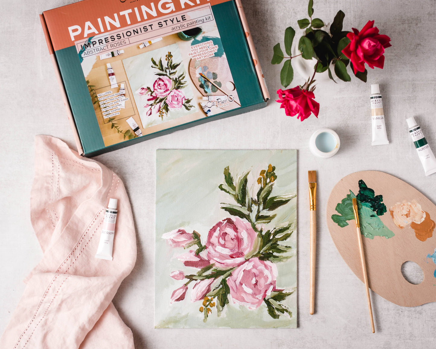 Cate Paper Co. - Abstract Roses painting kit, impressionist painting kit