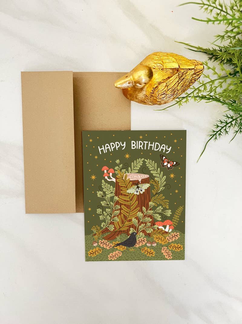 Gingiber - Tree Stump Birthday Card