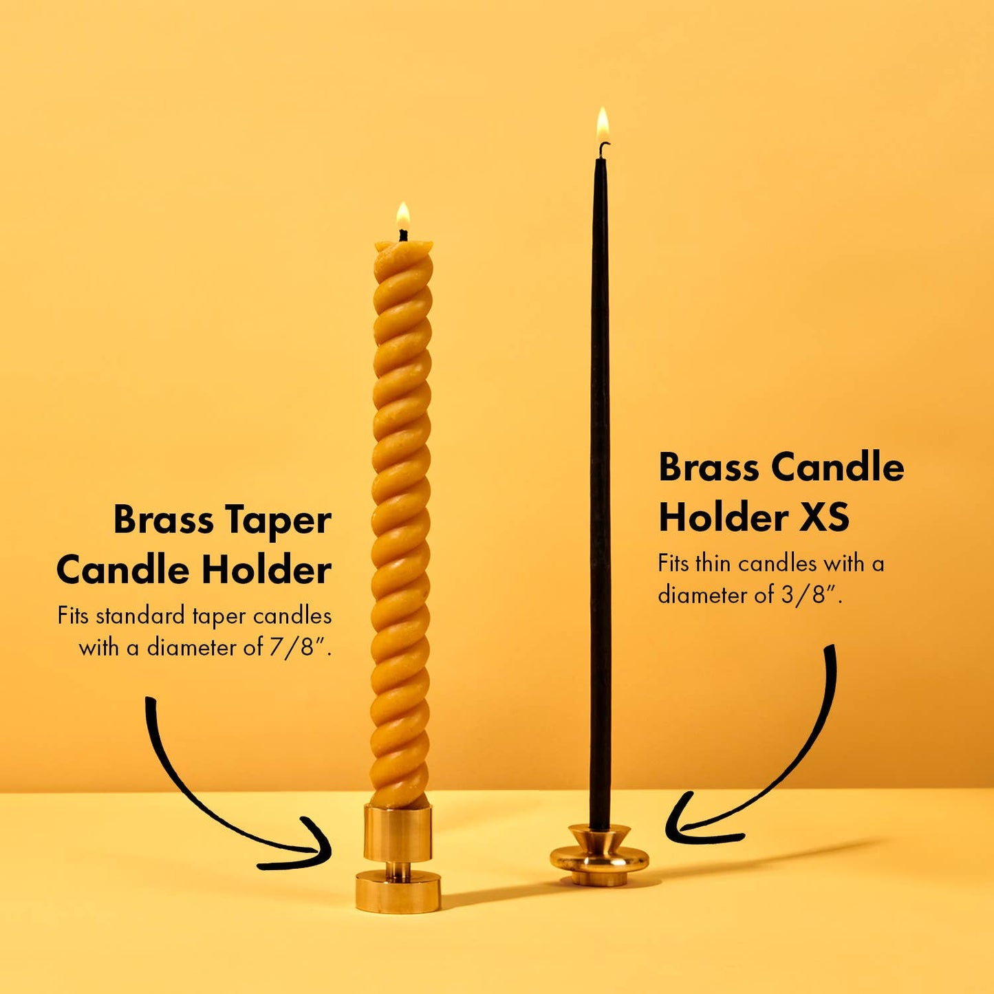 54 Celsius - Solid Brass Candle Holder - 1.6" Tall & Fits Standard Tapers