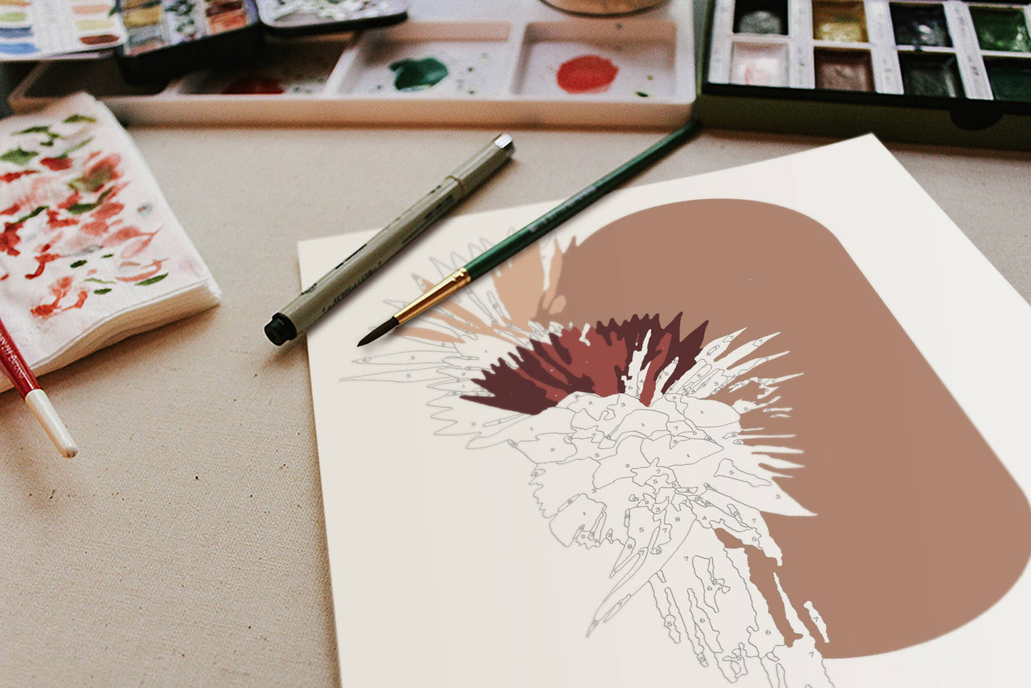 Cate Paper Co. - Dried Florals Paint-By-Numbers kit
