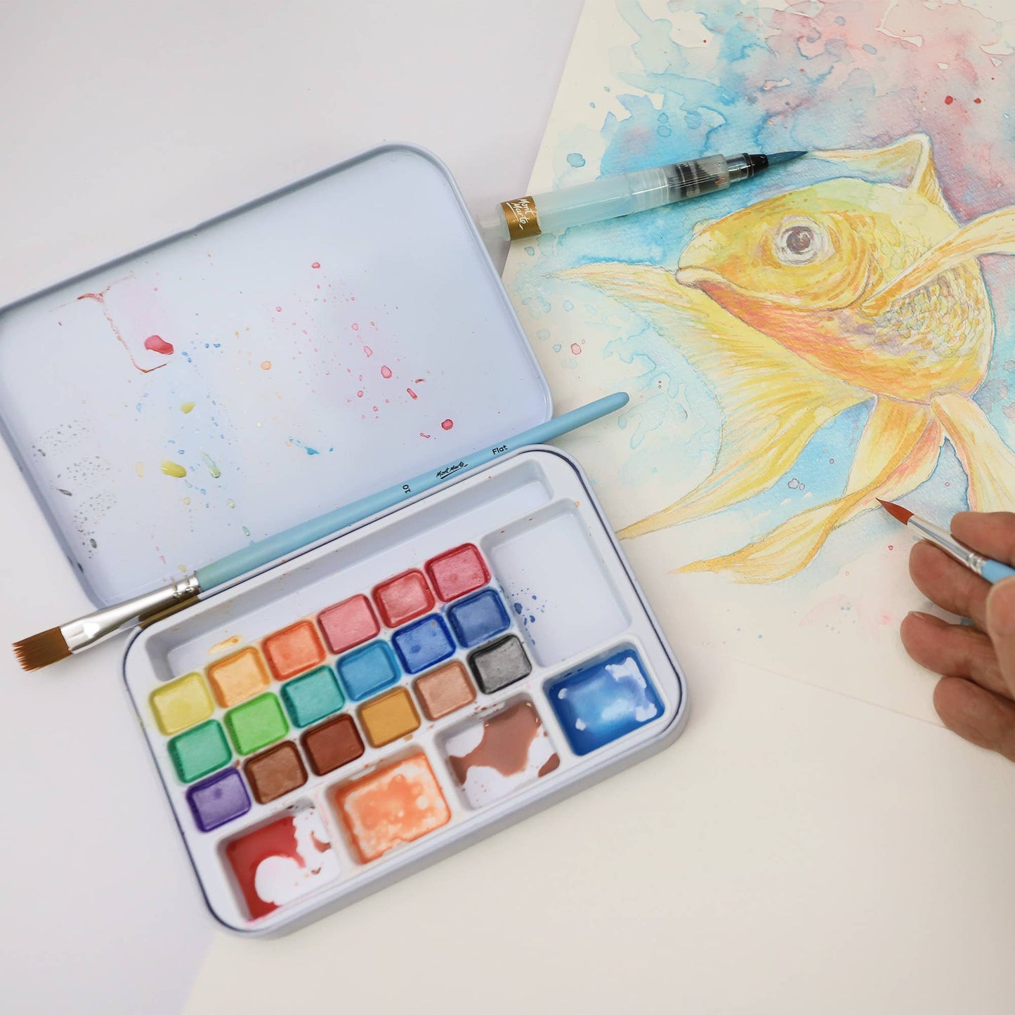 Mont Marte Usa, Inc. - Metallic Watercolor Cake Set in Tin Premium 21pc