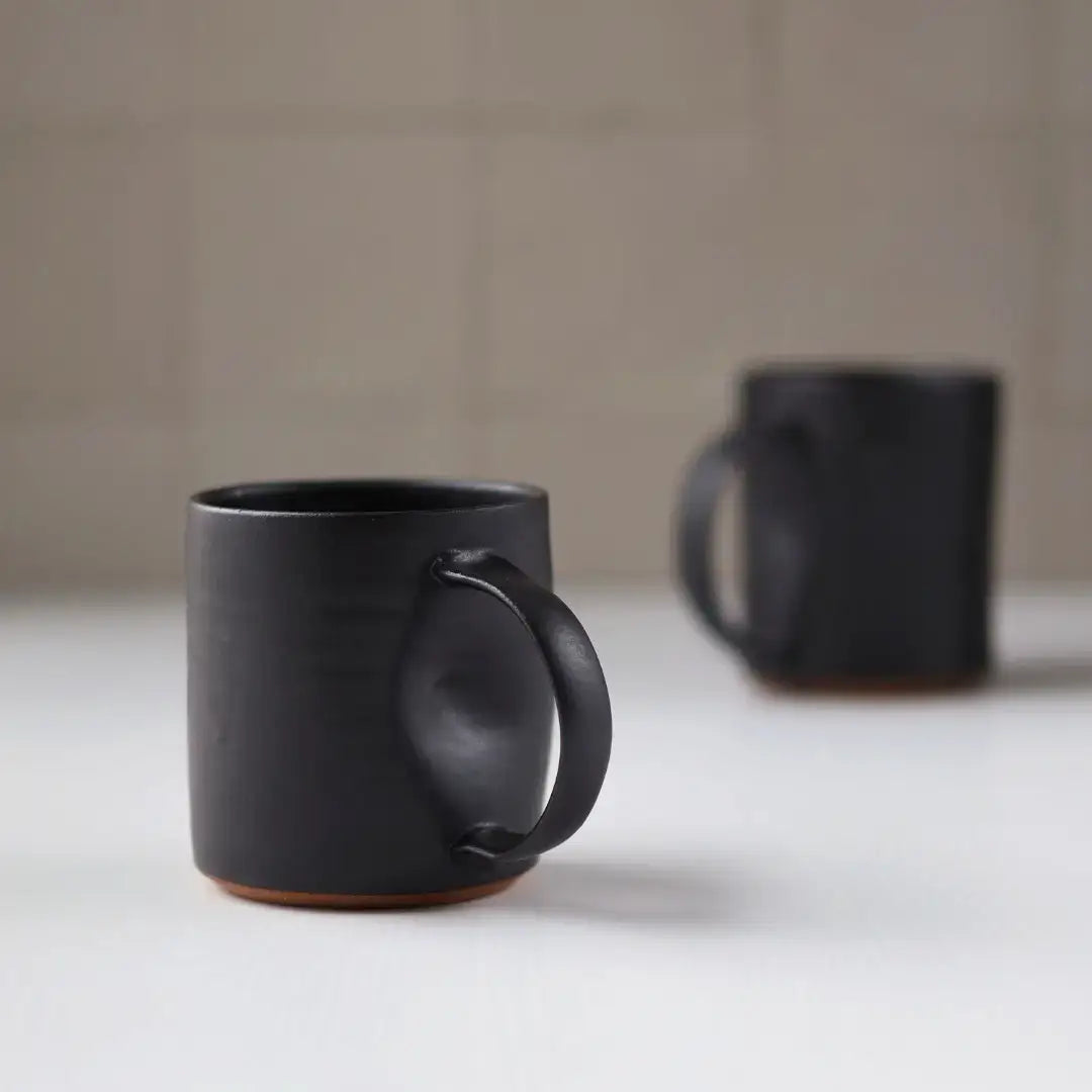 Gravesco Pottery - Smooth Handmade Pottery Mug | Minimalist Coffee Cup : Black