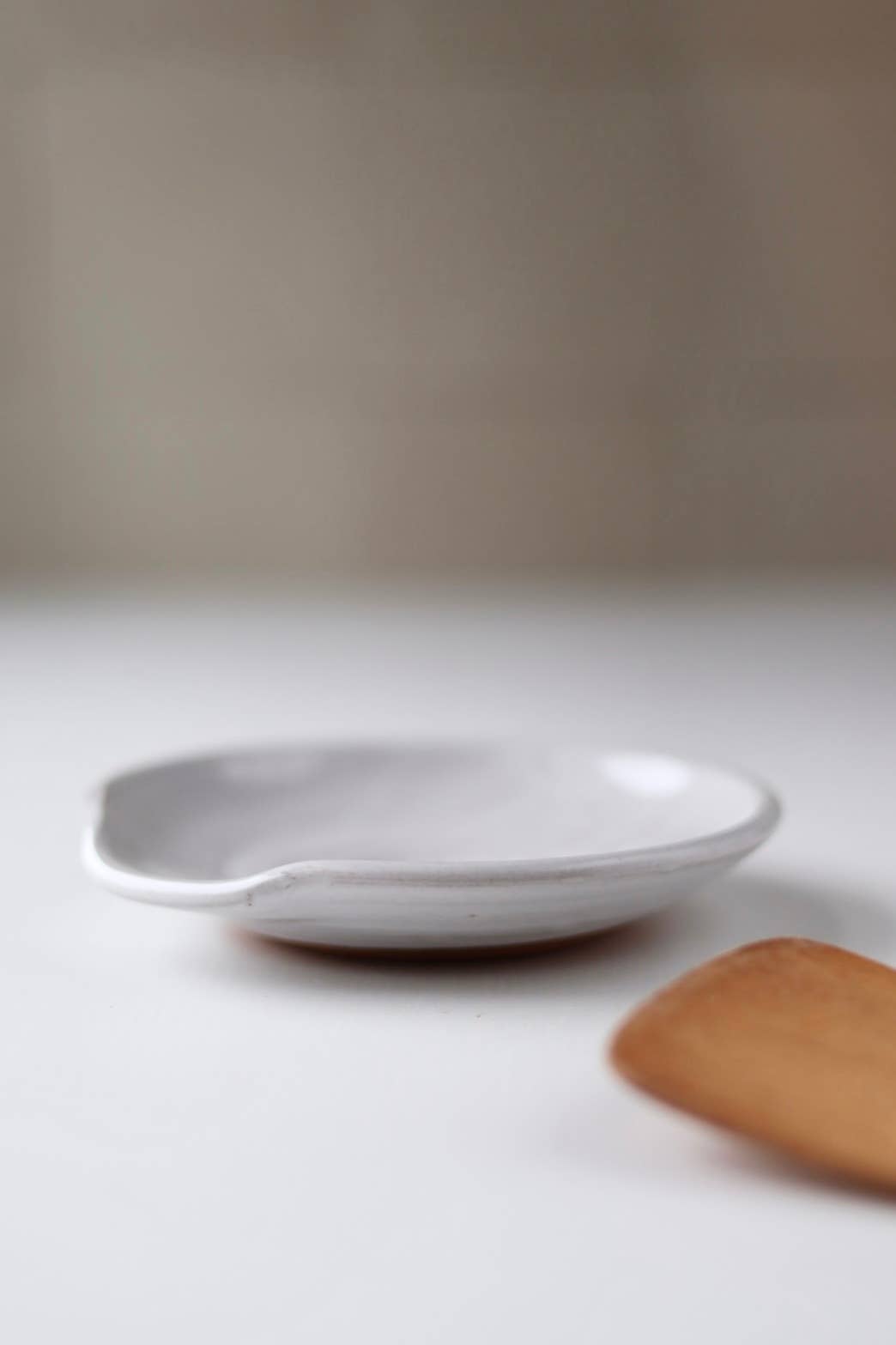 Handmade Pottery Spoon Rest in White