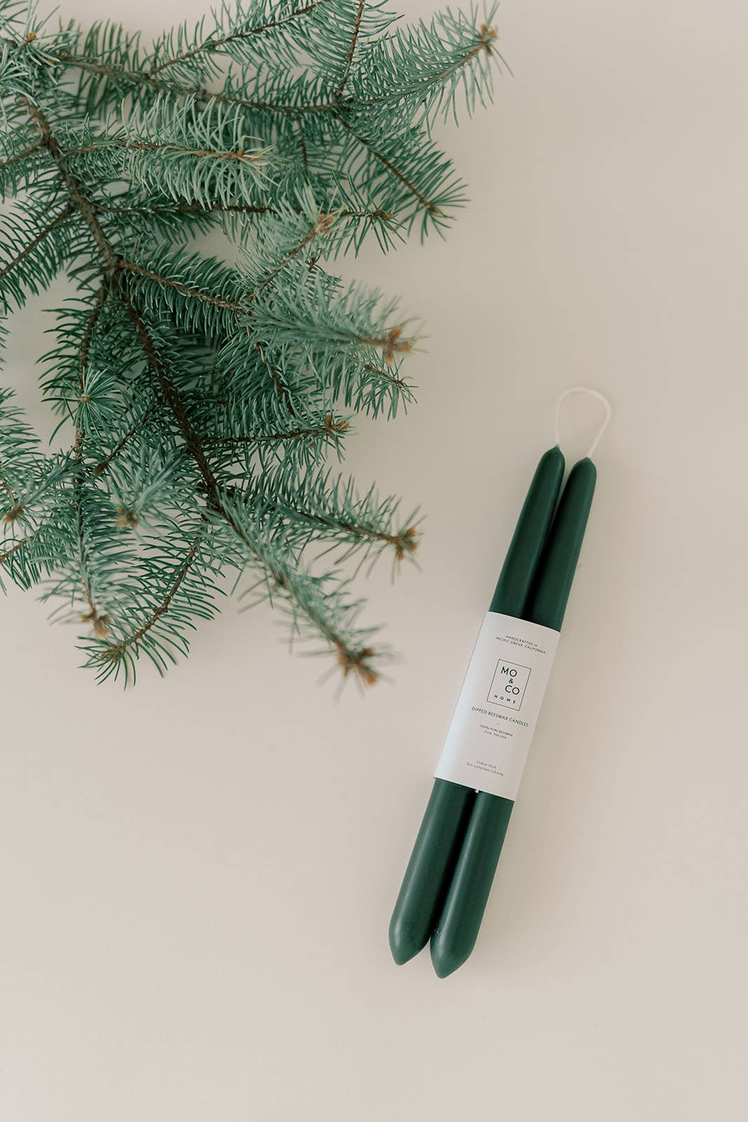 Mo&Co Home - 10" & 14" - 100% Beeswax Dipped Candles | Forest Green: 14 Inch