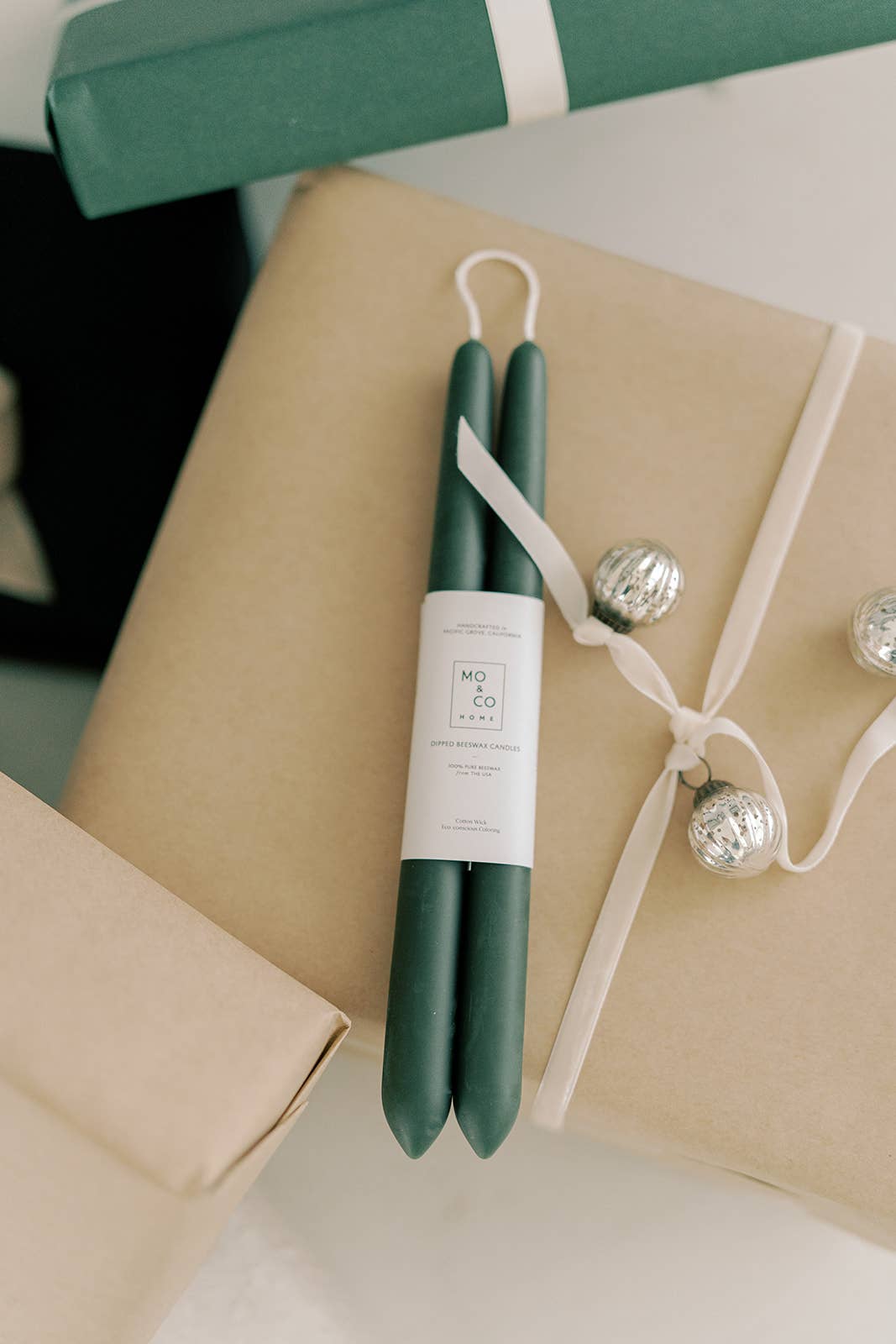 Mo&Co Home - 10" & 14" - 100% Beeswax Dipped Candles | Forest Green: 14 Inch