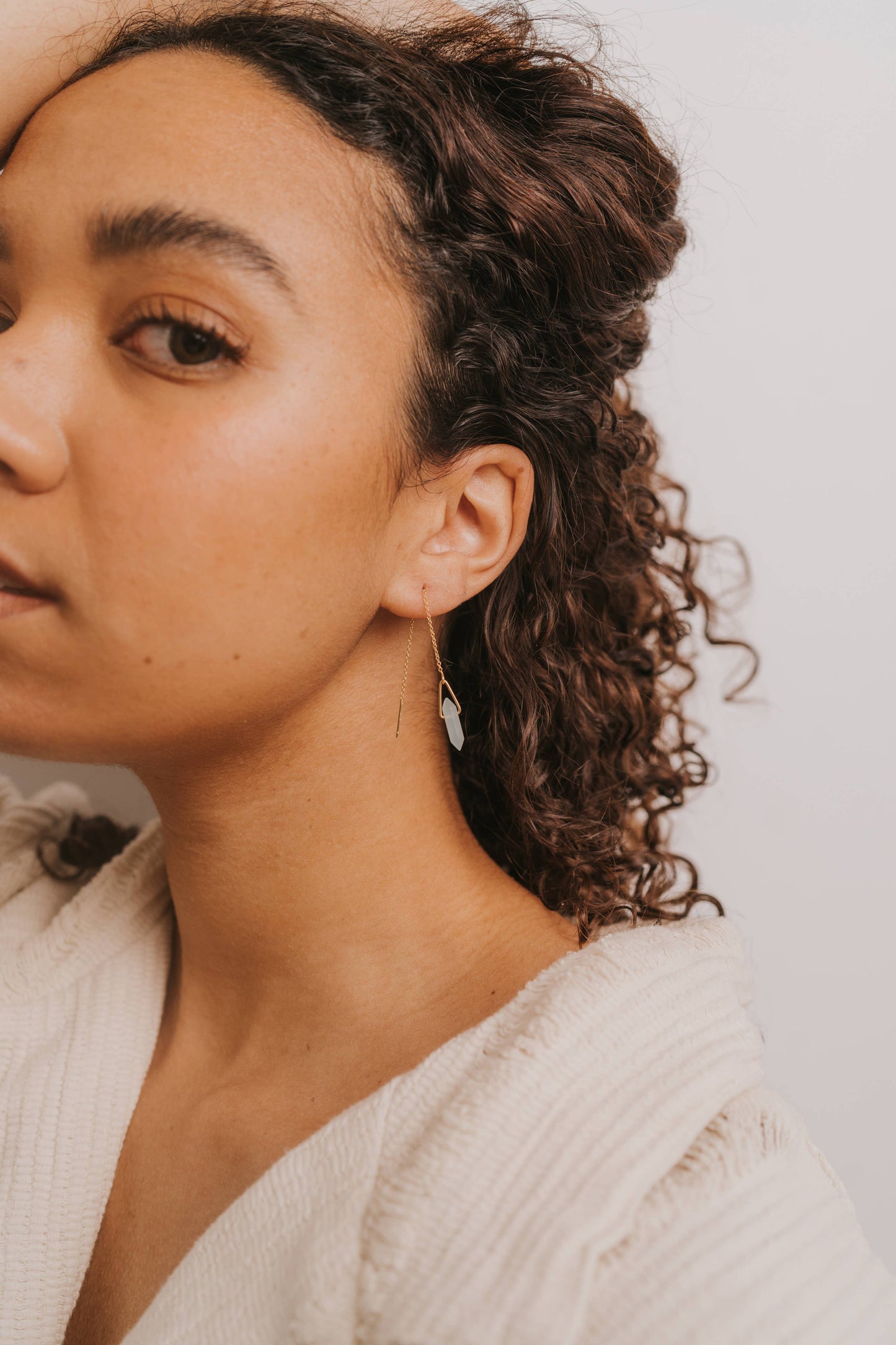JaxKelly - Threader - Amazonite - Gold Earrings