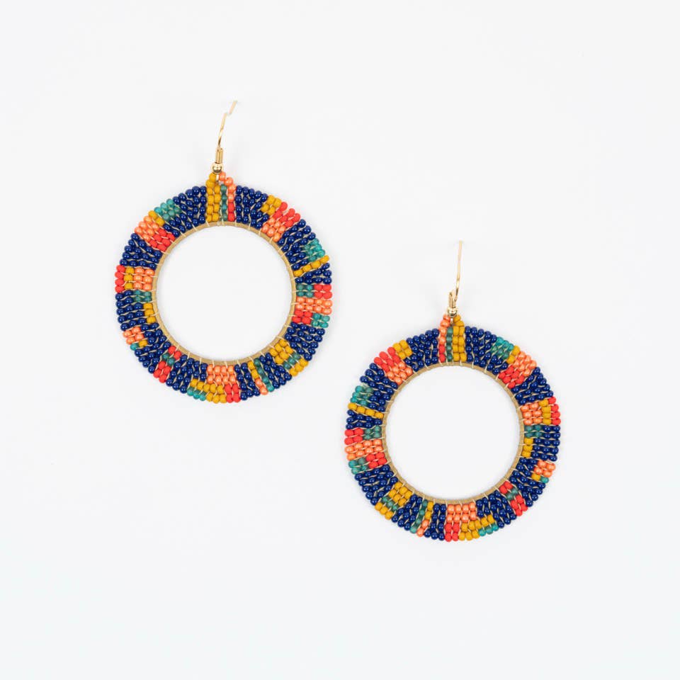 Altiplano - Circle with Square Hoop Earrings: Matte Violet