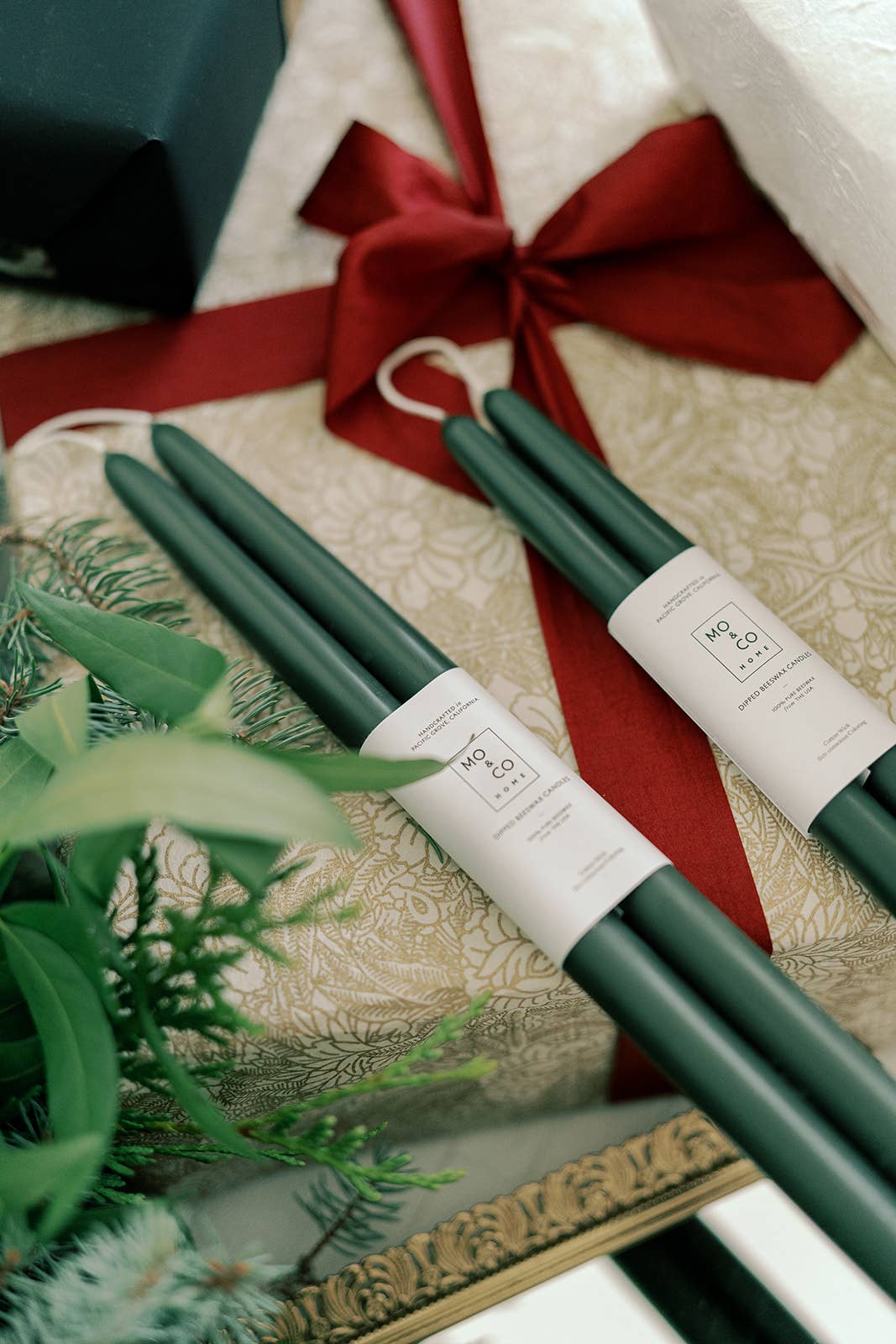 Mo&Co Home - 10" & 14" - 100% Beeswax Dipped Candles | Forest Green: 14 Inch