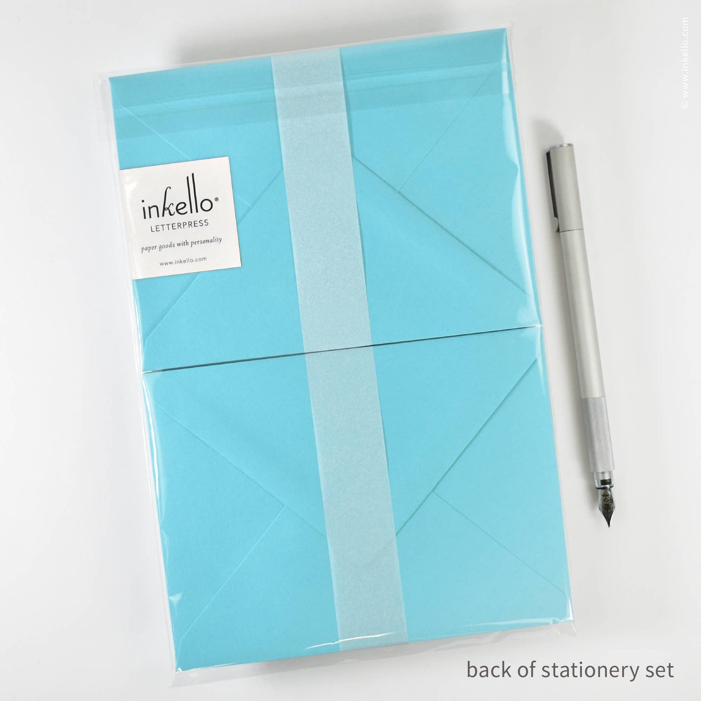 Inkello Letterpress - Stationery Set with Navy "Hello!" Script (#472)