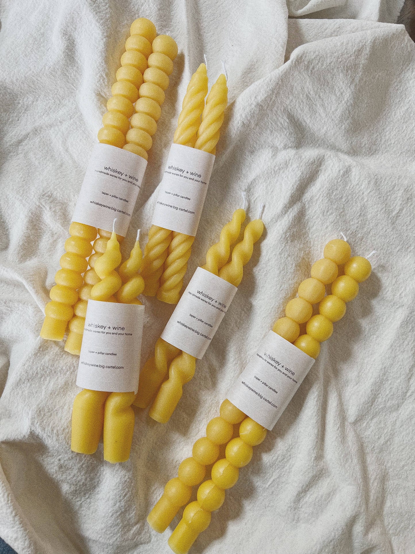 Whiskey + Wine - Bauble taper candle: Natural beeswax