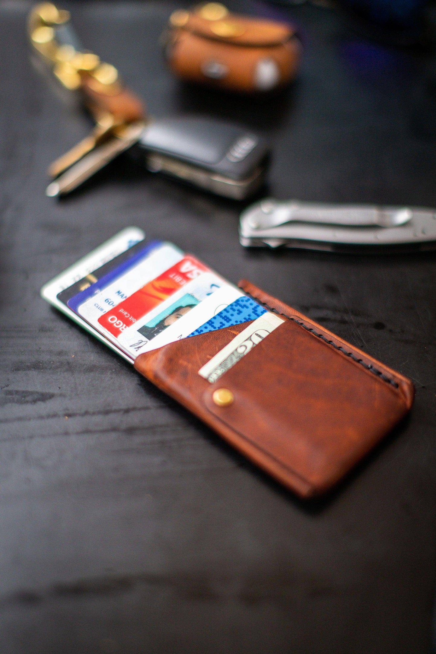 Espacio Handmade - Big Spender Leather Wallet – Pecan – Slim Card Holder