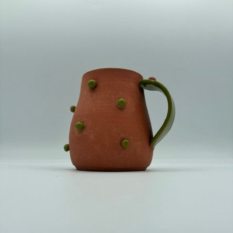 Toots Ceramics - 14 oz Porcelain Dots Mug (Terracotta/Green Dots) (Copy)