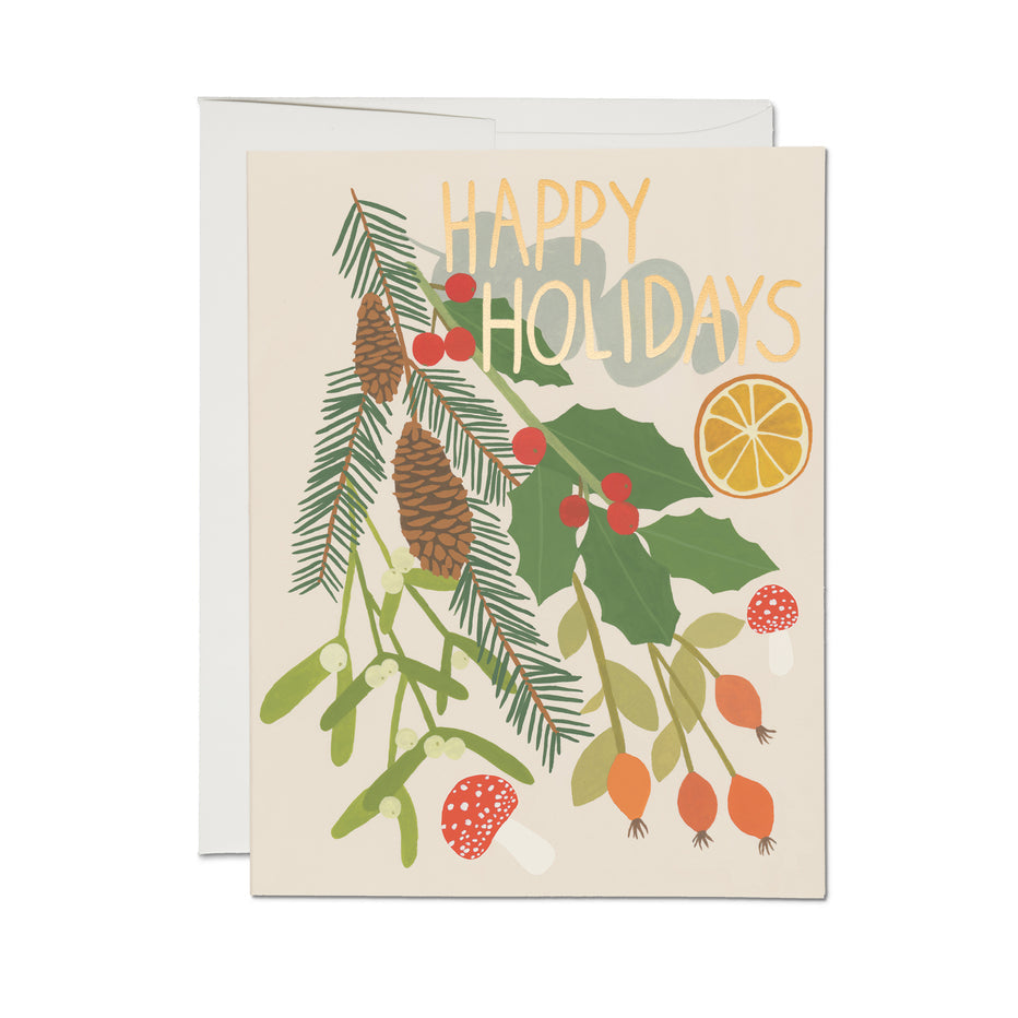 Red Cap Cards - Holiday Green greeting card