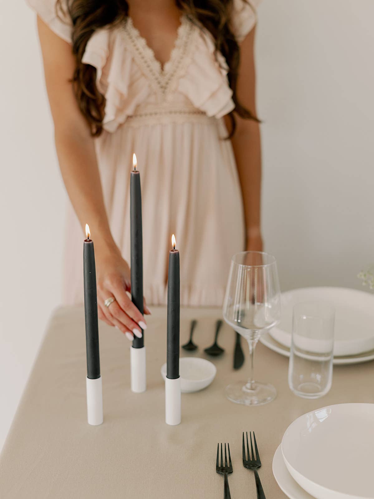 Mo&Co Home - 10" & 14" - 100% Beeswax Dipped Candles | Charcoal: 14 Inches