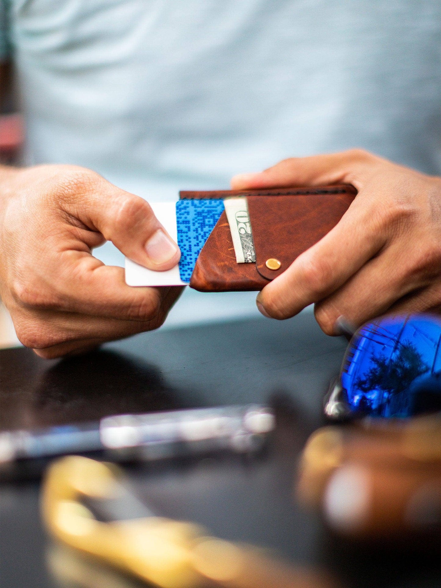 Espacio Handmade - Big Spender Leather Wallet – Pecan – Slim Card Holder