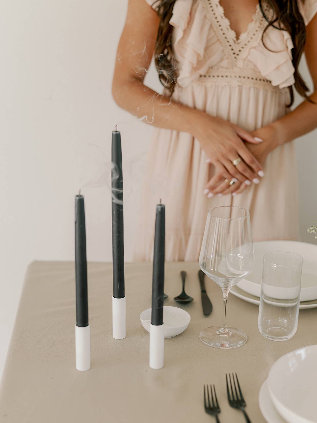 Mo&Co Home - 10" & 14" - 100% Beeswax Dipped Candles | Charcoal: 14 Inches