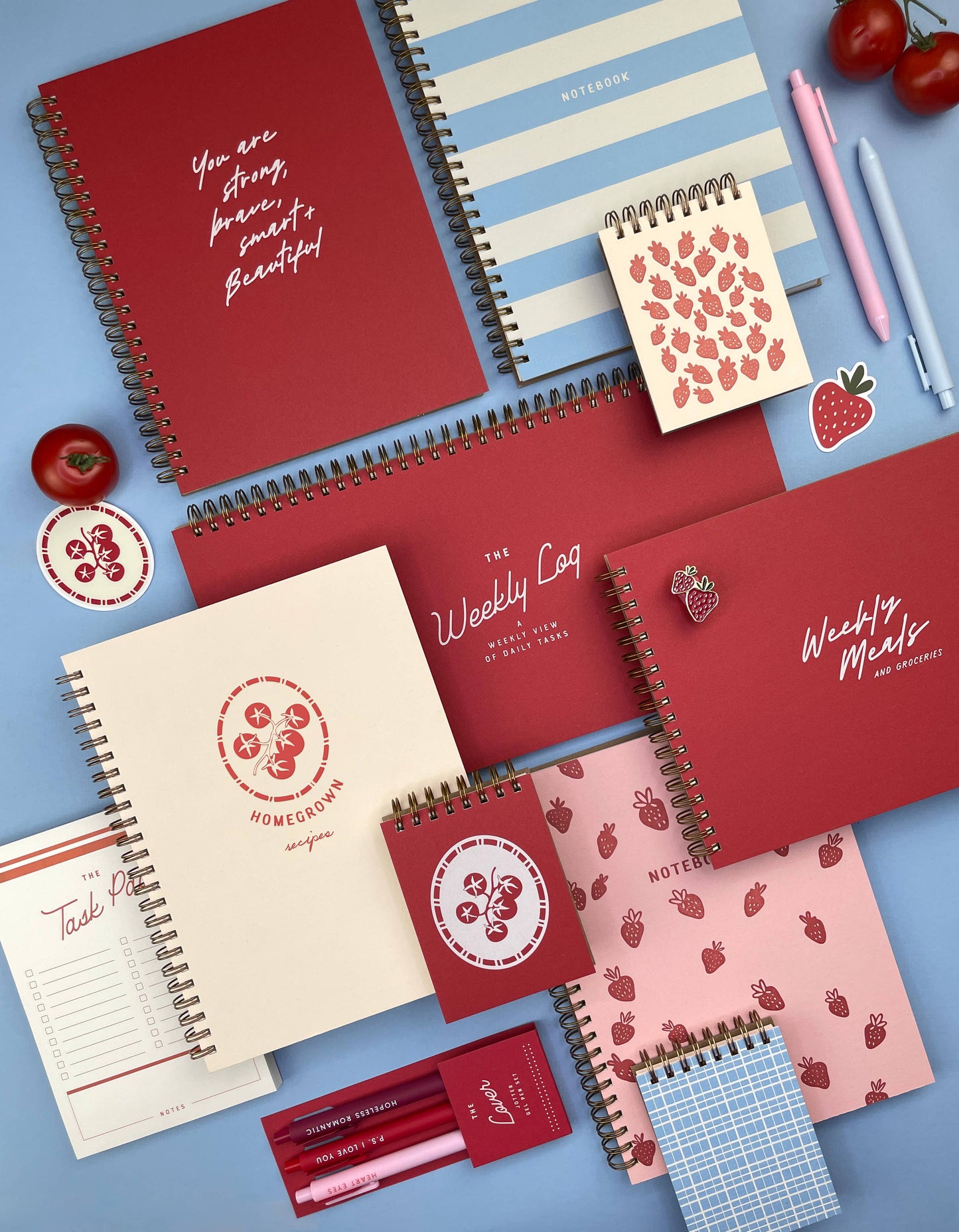 Ruff House Print Shop - Strawberry Pattern Journal : Lined Notebook : Sunset Pink Cover | Heirloom Ink