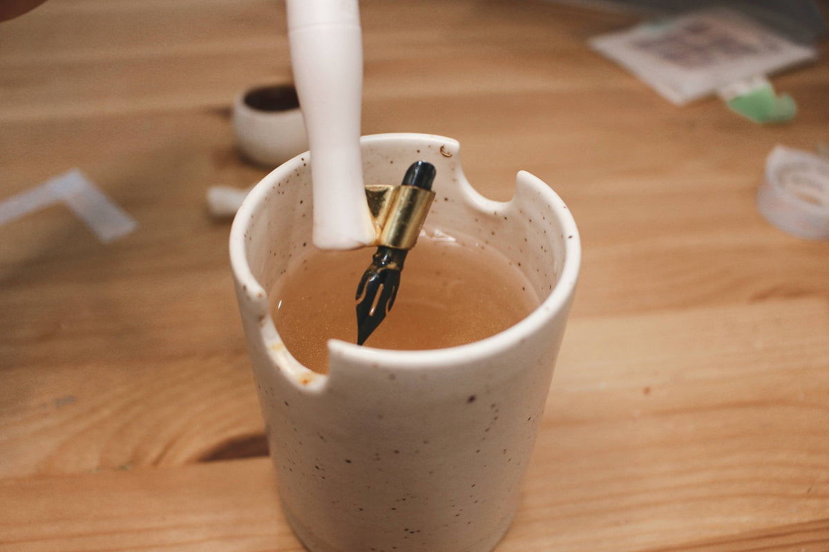 Lucky Press • Cody Calligraphy - Ceramic Pen & Paintbrush Rinse Cup