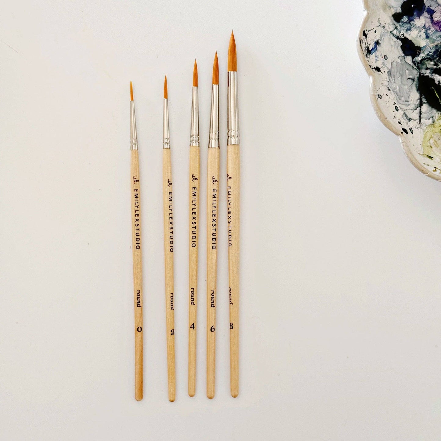 emily lex studio - Watercolor paintbrush set of five wood brushes