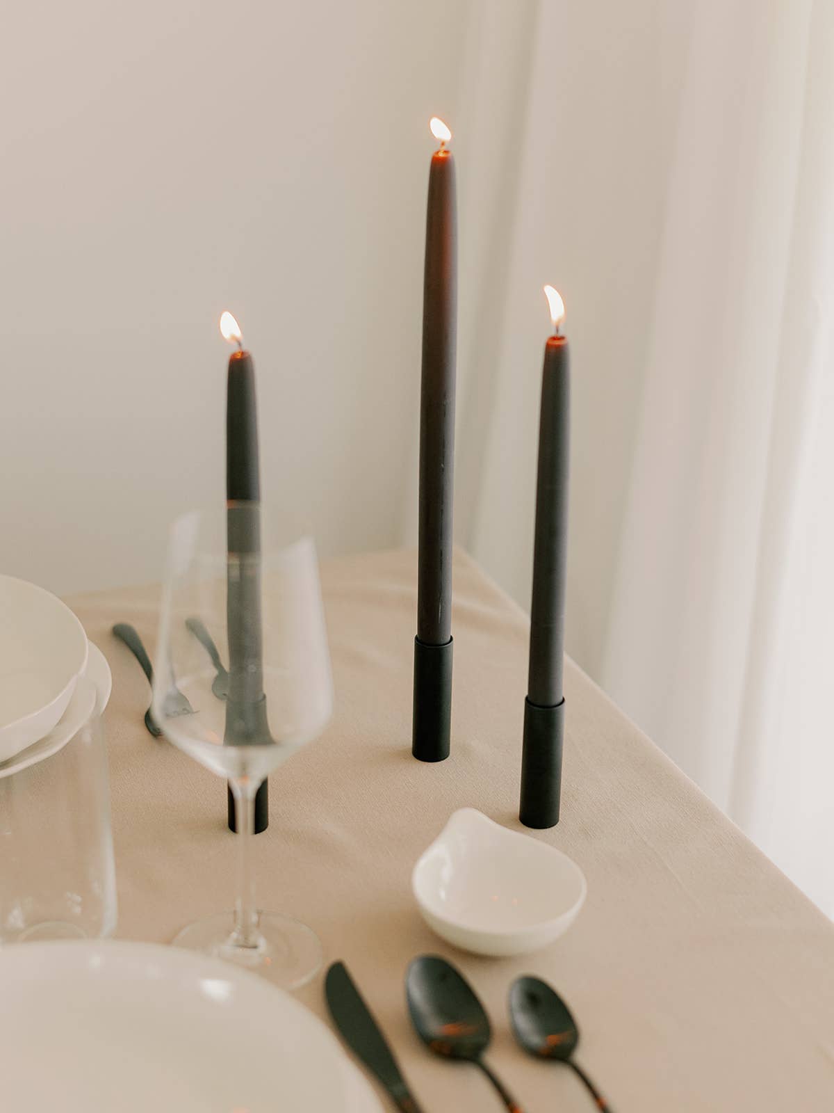 Mo&Co Home - 10" & 14" - 100% Beeswax Dipped Candles | Charcoal: 14 Inches