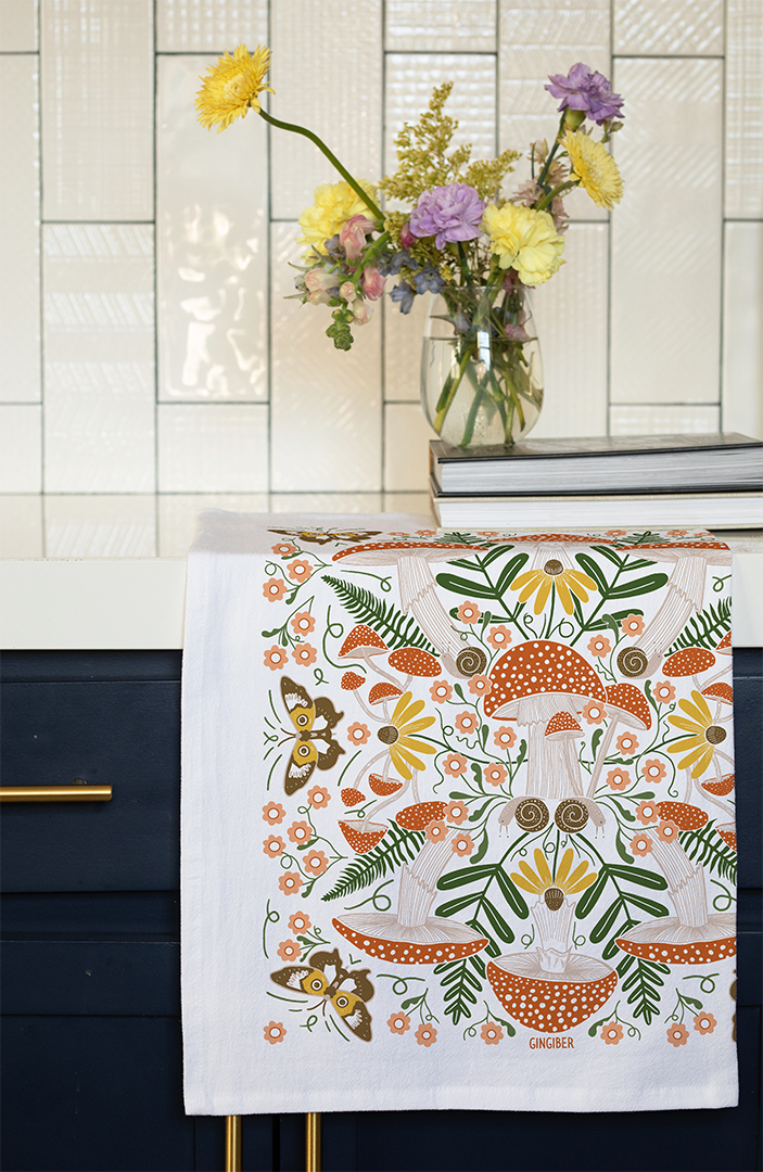 Gingiber - Limited Offer - Snail & Mushroom Tea Towel