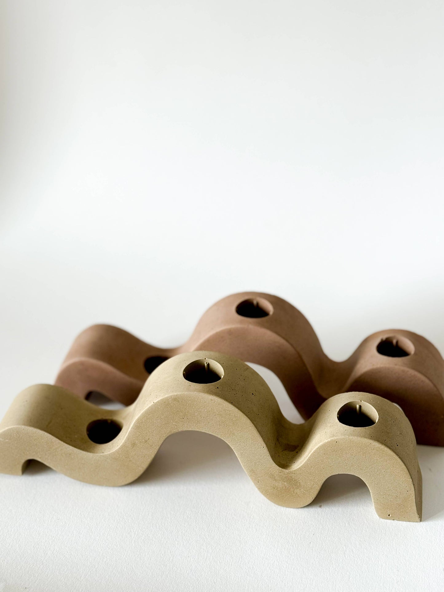 Sunday Nomad - Wavy Taper Candle Holder | Candlestick Holder: Oat