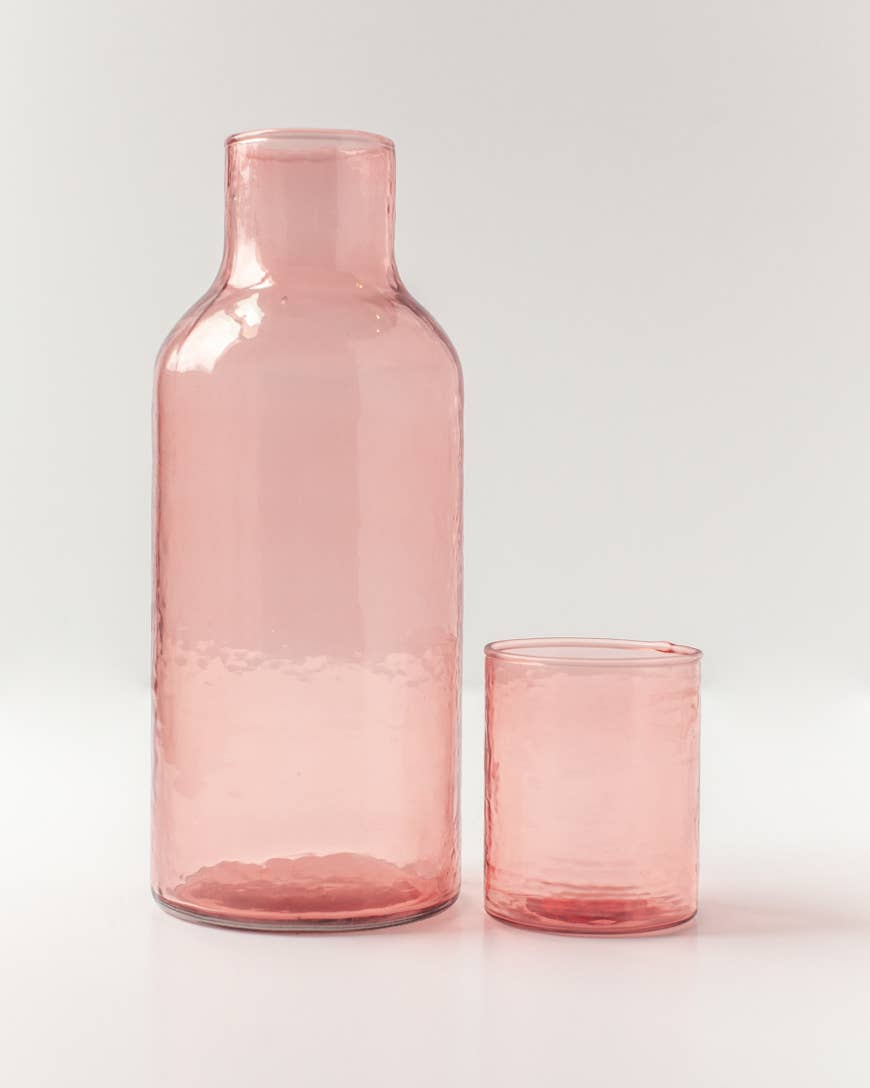 Acacia Creations - Handblown Hammered Glass Carafe: Amber