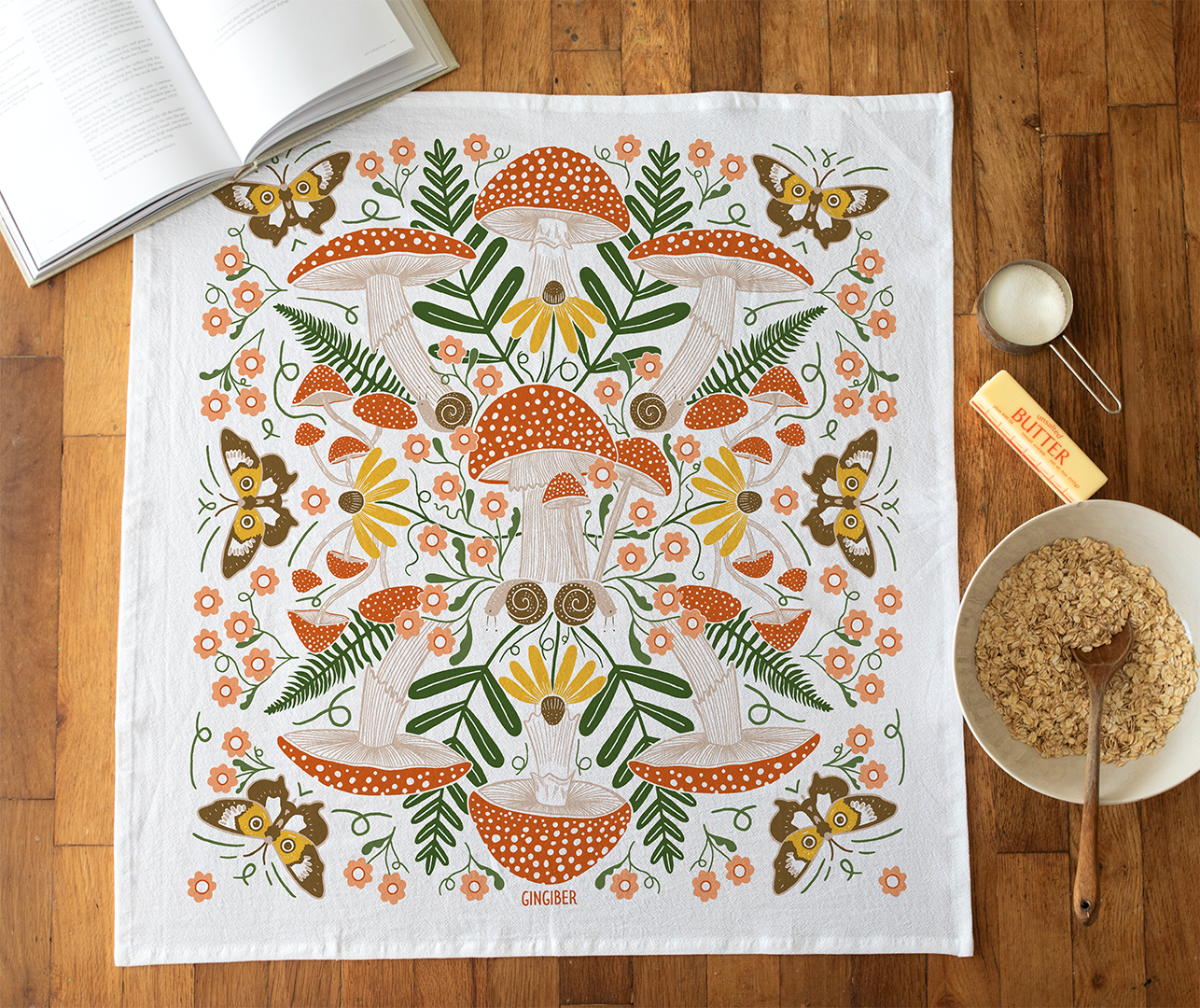 Gingiber - Limited Offer - Snail & Mushroom Tea Towel