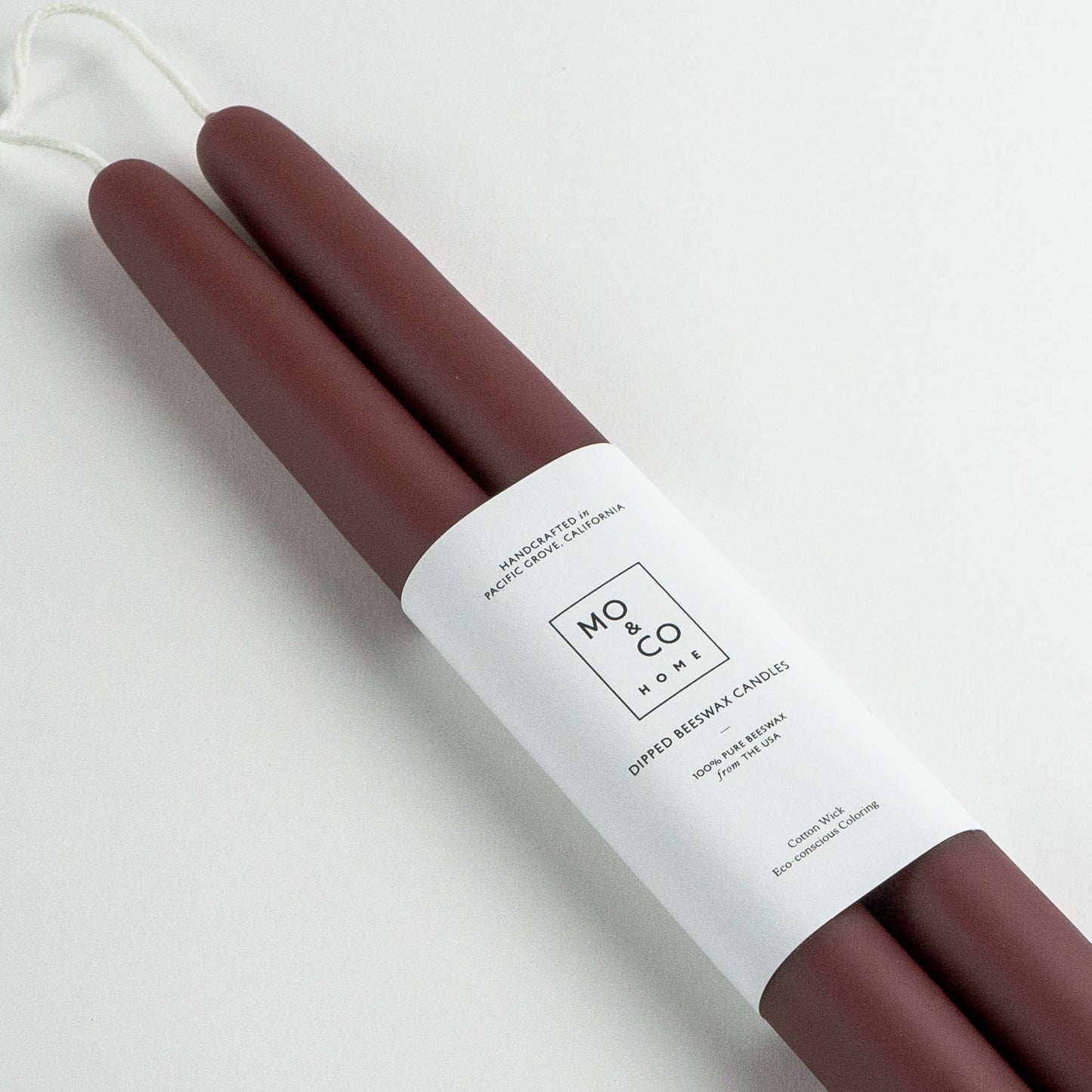 Mo&Co Home - Burgundy | Dipped Beeswax Taper Candles | All Natural: 10 Inches