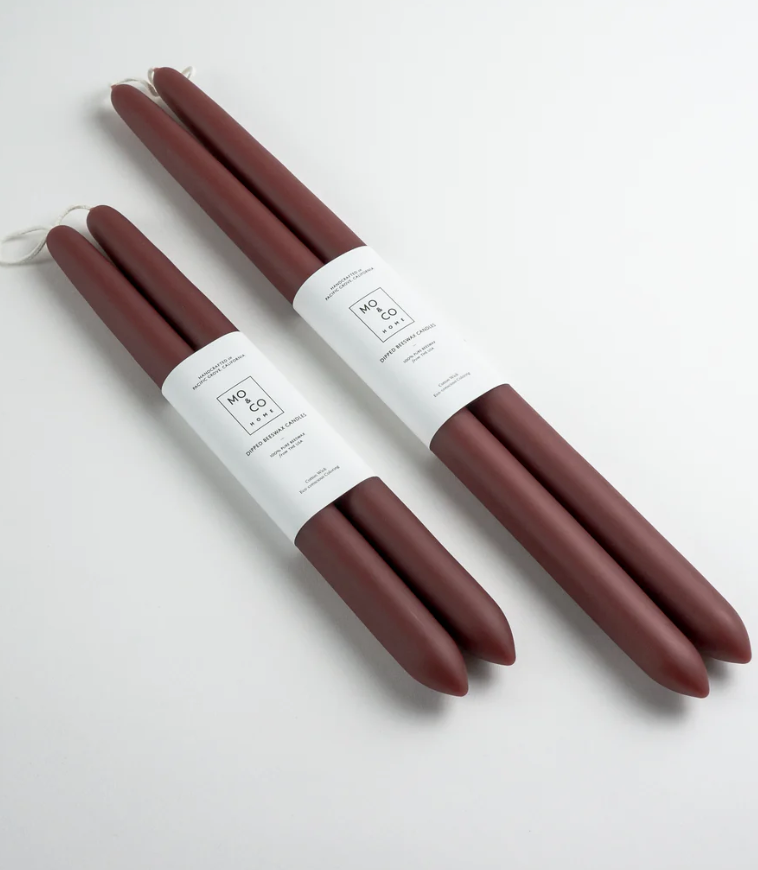 Mo&Co Home - 100% Beeswax Dipped Taper Candles | All Natural, Handmade: Pink Rose / Standard (10" Long)