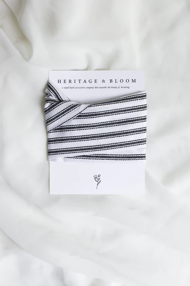 Heritage & Bloom - White With Black Stripes Headwrap