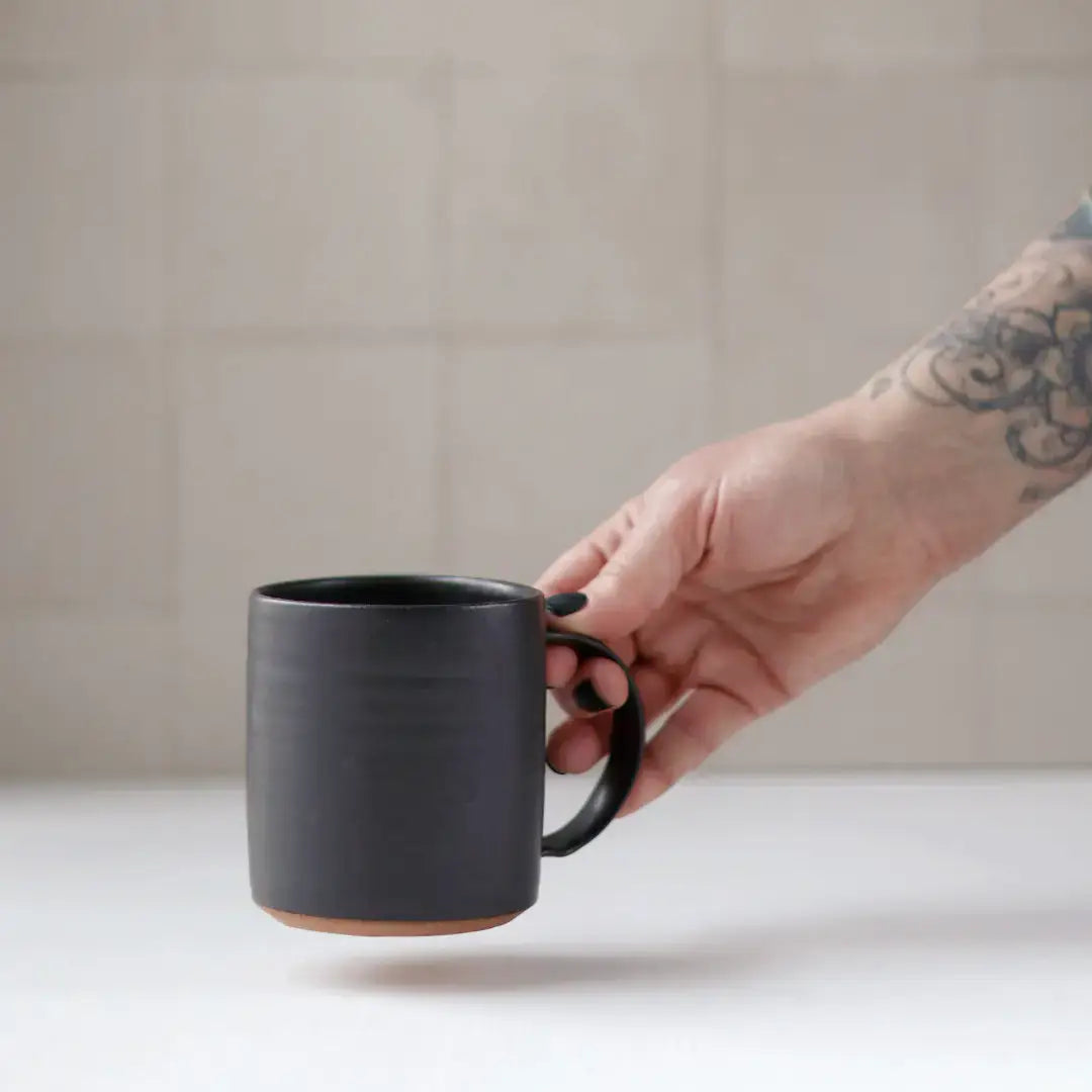 Gravesco Pottery - Smooth Handmade Pottery Mug | Minimalist Coffee Cup : Black