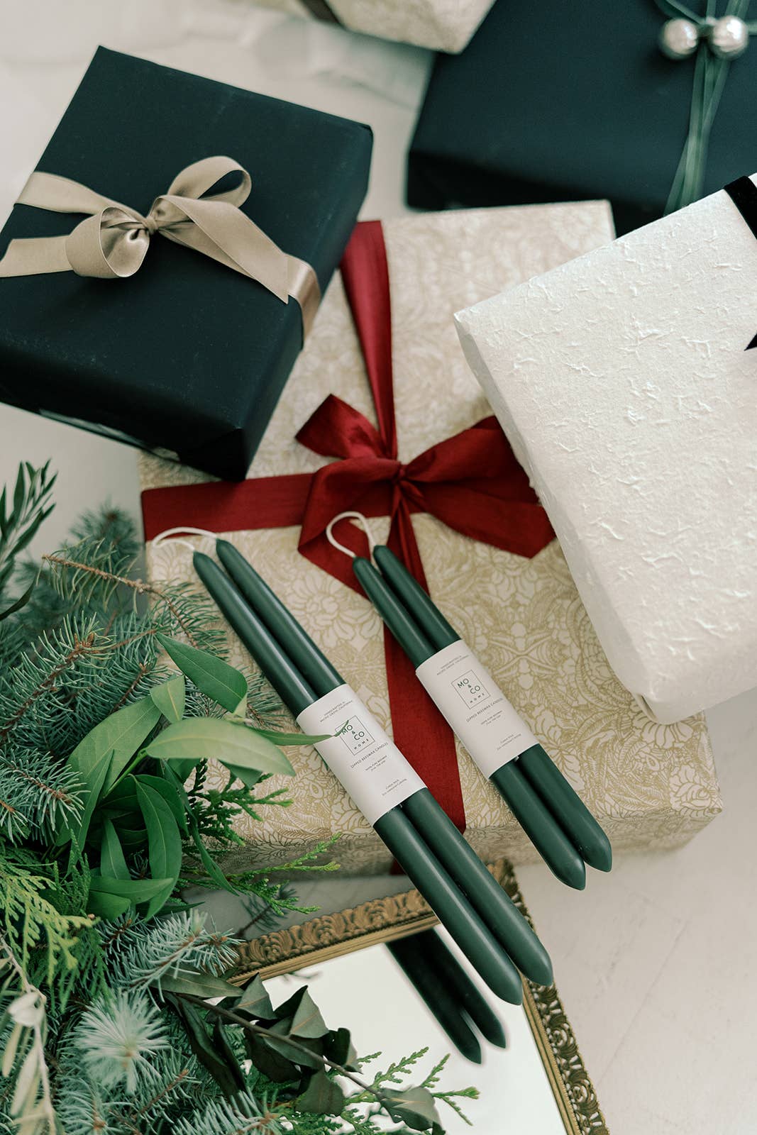 Mo&Co Home - 10" & 14" - 100% Beeswax Dipped Candles | Forest Green: 14 Inch
