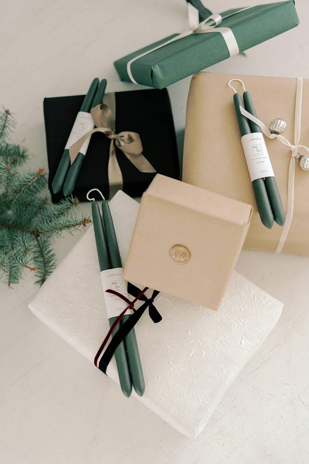 Mo&Co Home - 10" & 14" - 100% Beeswax Dipped Candles | Forest Green: 14 Inch