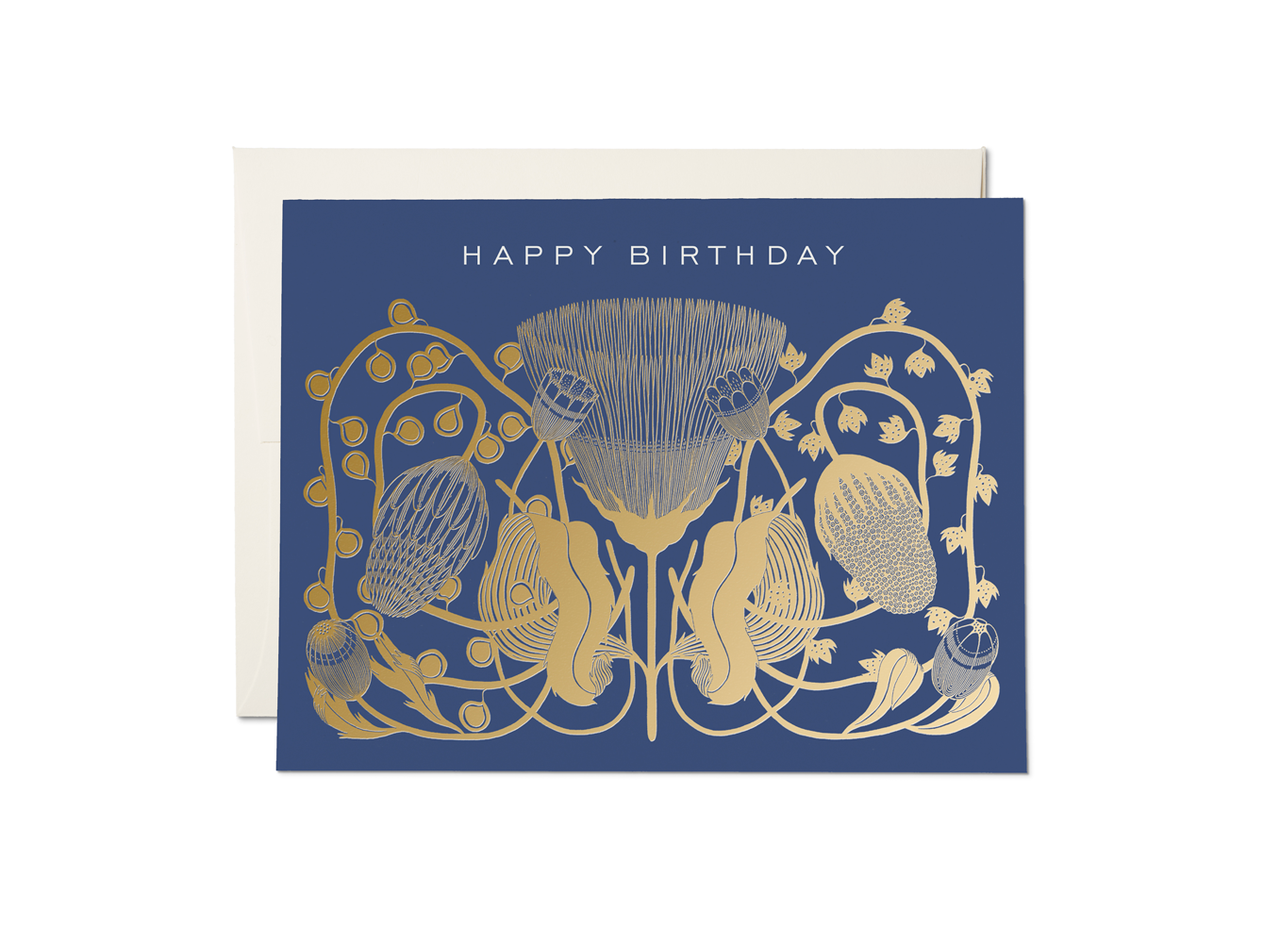 Red Cap Cards - Cobalt birthday greeting card