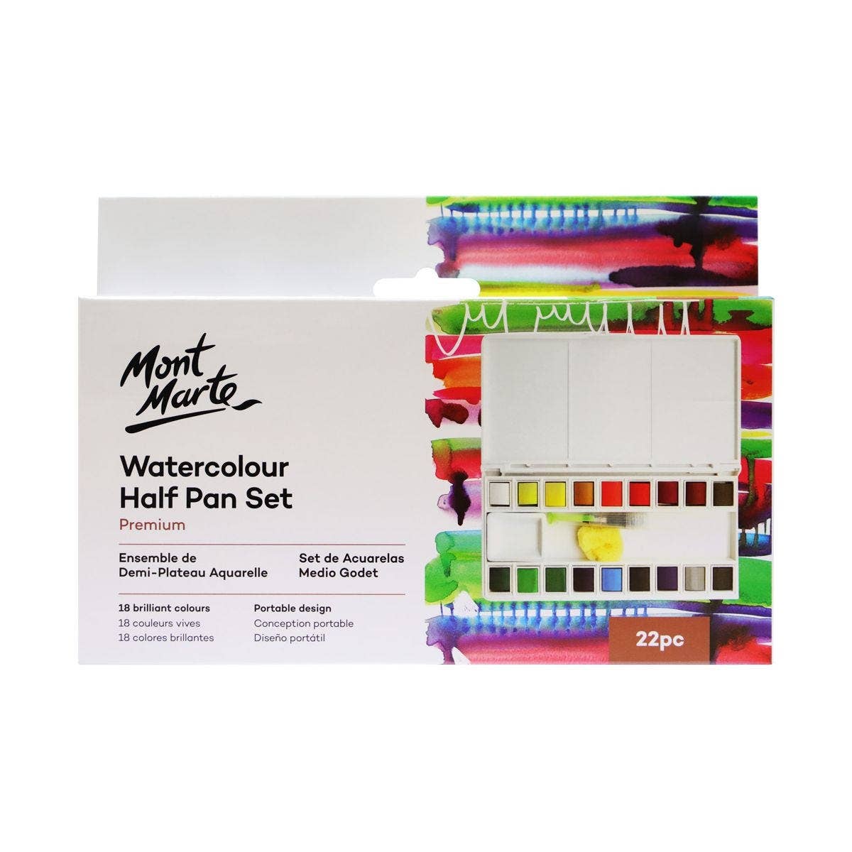 Mont Marte Usa, Inc. - Watercolor Half Pan Set Premium 22pc