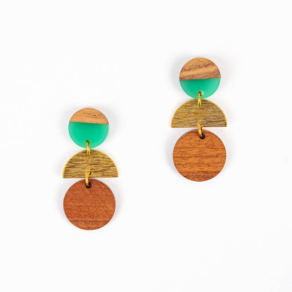 Altiplano - Wood Disc Stack Earrings (Jade)