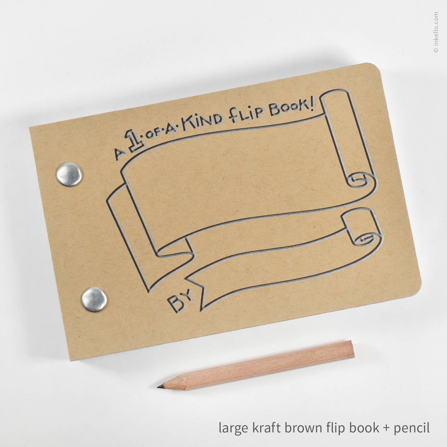 Inkello Letterpress - Draw-Your-Own Flip Book + Pencil (#316): Tomato Red / Small