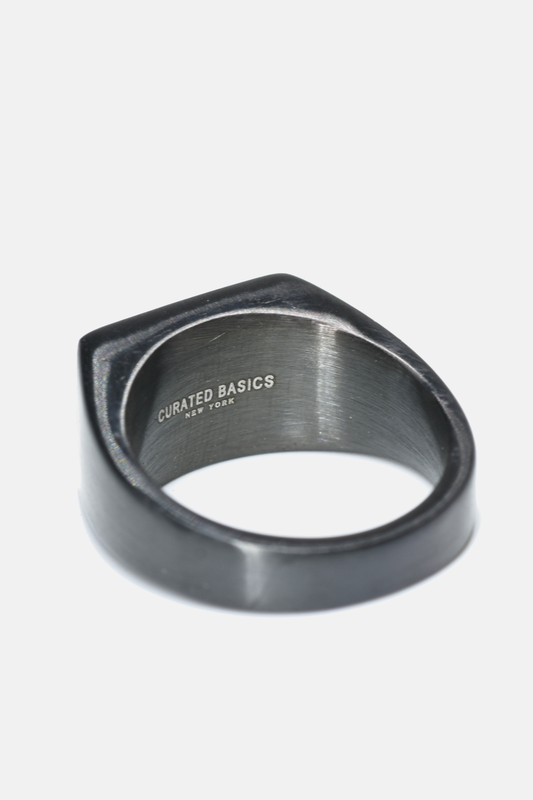Curated Basics - Flat Top Ring: Black Steel / 9