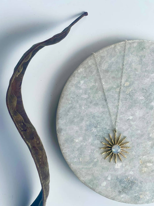 Modern Madini - Rainbow Moonstone Sunburst necklace