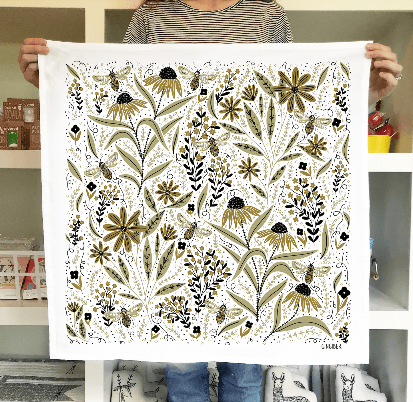 Gingiber - Bee Garden Tea Towel