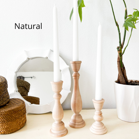Wooden Candle Sticks -Medium- Natural