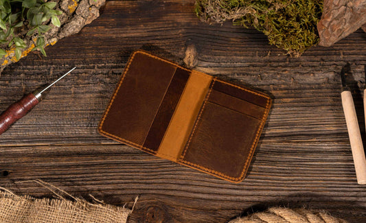 American Leather Goods - Genuine Leather Wallet, Handmade Wallet: Brown