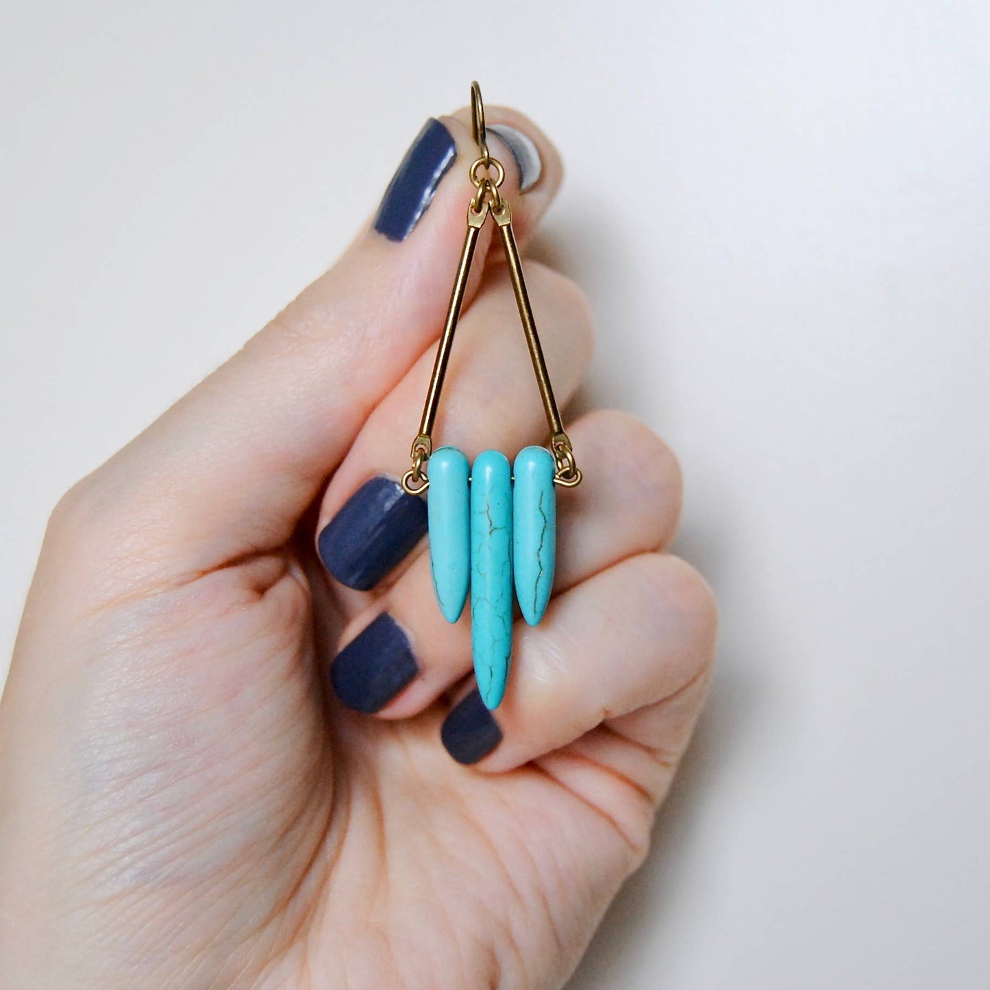 SPARKLEFARM - Mini Turquoise Shield Earrings