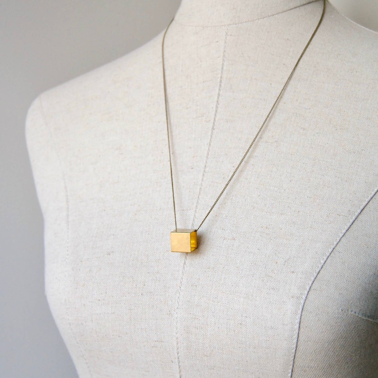 SPARKLEFARM - Brass Cube Necklace