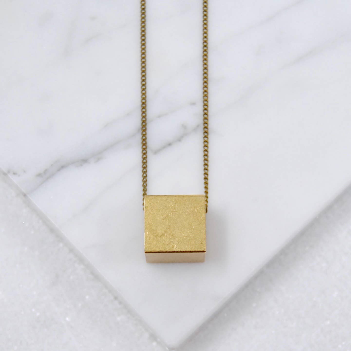 SPARKLEFARM - Brass Cube Necklace