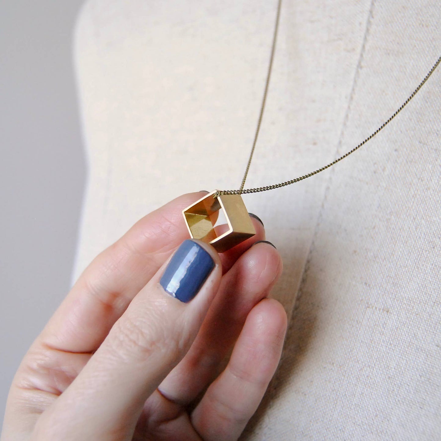 SPARKLEFARM - Brass Cube Necklace